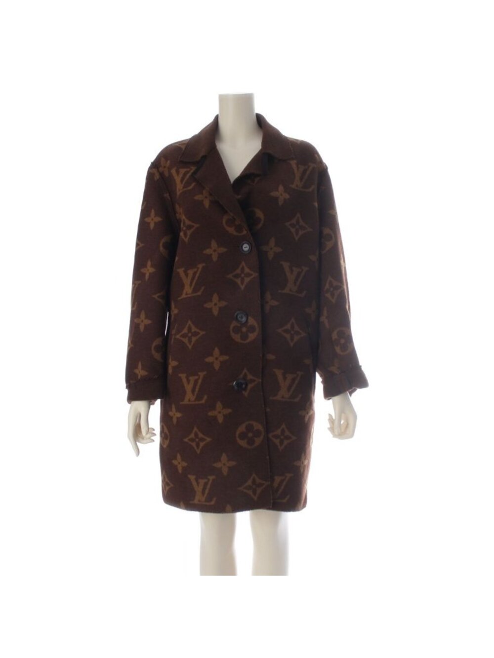 Louis Vuitton Cashmere Monogram Long Coat Brown 34
